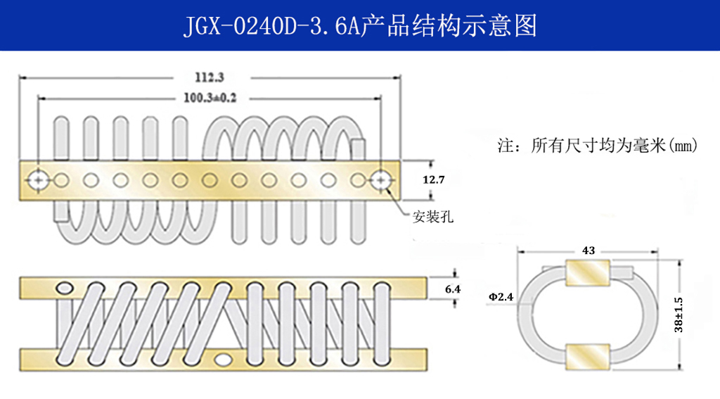 JGX-0240D-3.6A多應用鋼絲繩隔振器結構