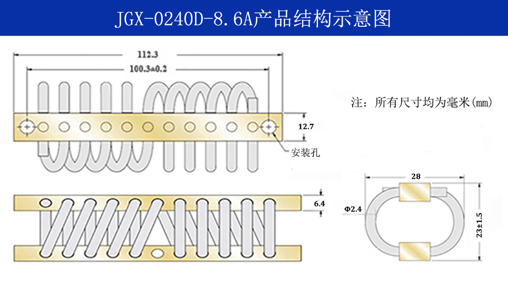 JGX-0240D-8.6A多應用鋼絲繩隔振器結(jié)構