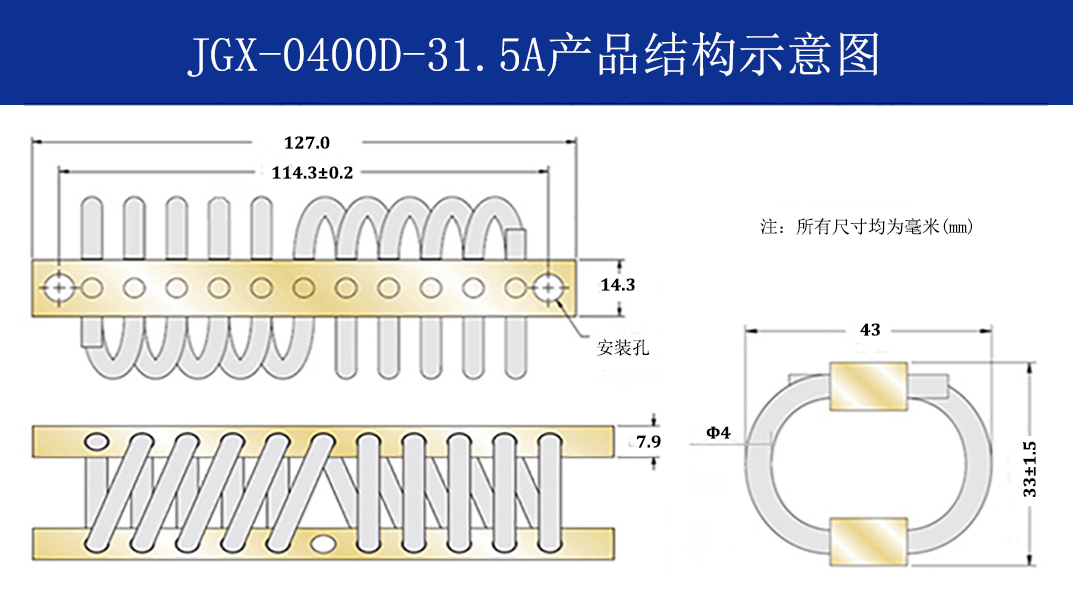 JGX-0400D-31.5A多應用鋼絲繩隔振器結構