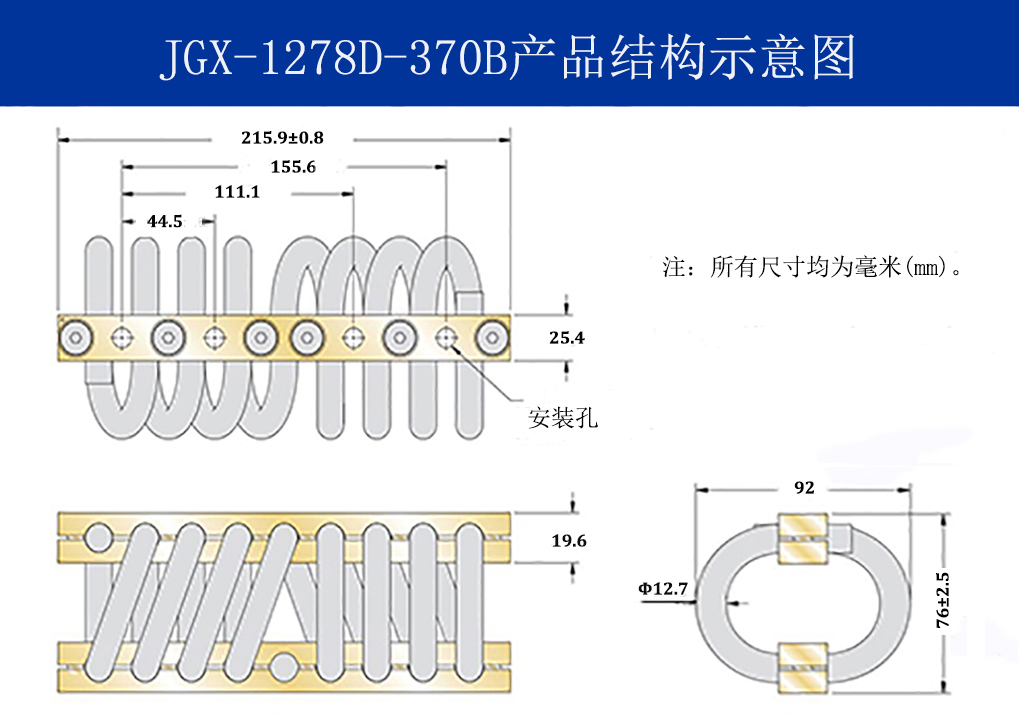 JGX-1278D-370B多應用鋼絲繩隔振器結構